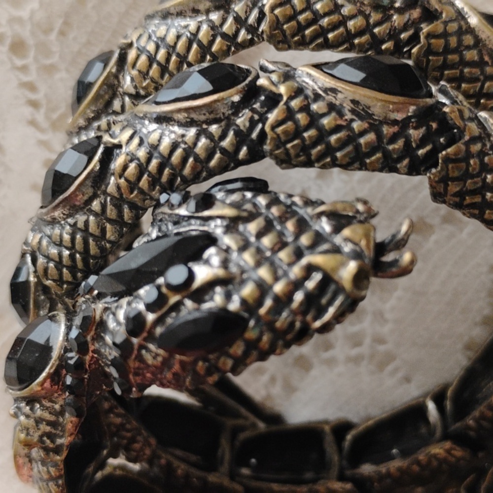 VTG Statement Piece Bracelet Snake Textured Coliled Around Wrist
